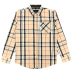V1826 Brandon Long sleeves Plaid Shirt - Khaki