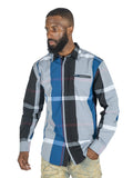 V1829 Colton Long Sleeves Plaid Shirt - Royal