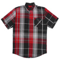V845 Veno Button-Down Plaid Short Sleeves - Black-Red