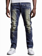 M1768 Makobi Malachy Jeans w/ Contrast Underlay - Dirt Wash/Olive