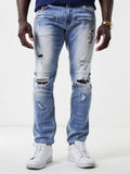 M1768 Makobi Malachy Jeans w/ Contrast Underlay - Light Wash/Navy