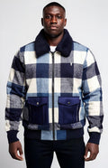 M1015 Dario Wool Plaid Jacket - Navy