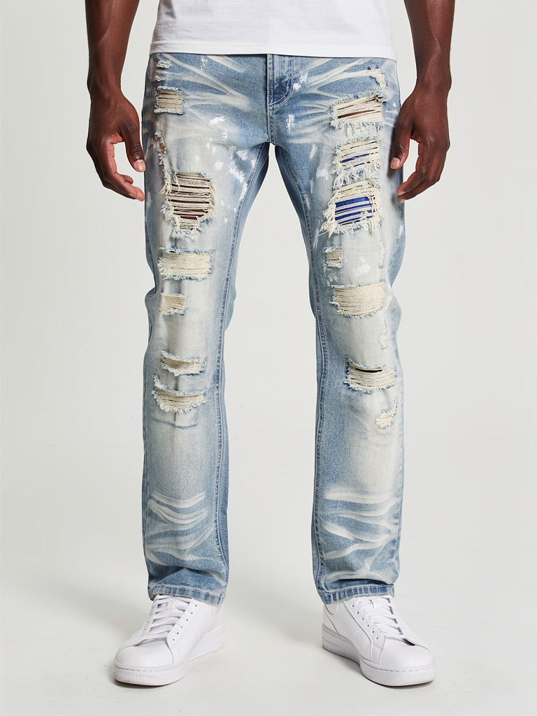 M1773 Makobi Amalfi Denim Jeans W/ Underlay - Light Wash