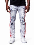 M1938 Paint Stroke Shredded Denim Jeans - Light Wash