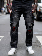 M1939 Railay Biker Jeans w/ Side Pockets - Black Wash
