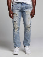 M1771 Makobi Petani Shredded Jeans With Bleach Spots - Dirt Wash