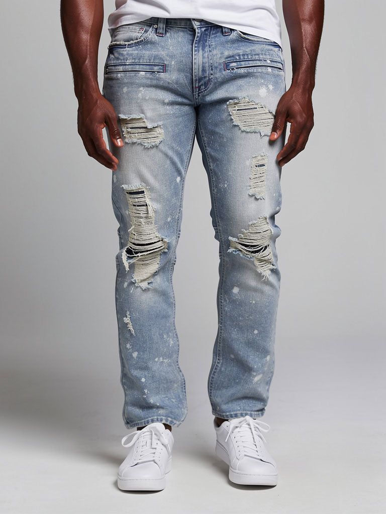 M1771 Makobi Petani Shredded Jeans With Bleach Spots - Dirt Wash