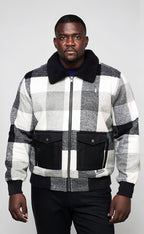 M1015 Dario Wool Plaid Jacket - Black