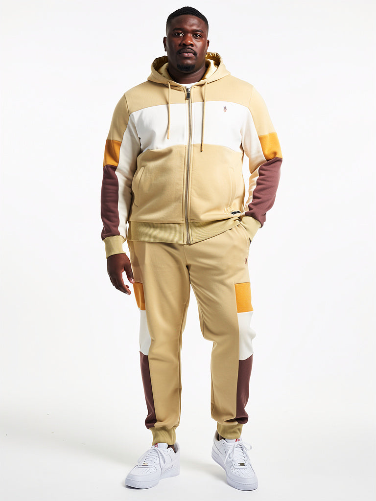 M2323 Paolo Fleece Jacquard Hoodie Track Set - Khaki